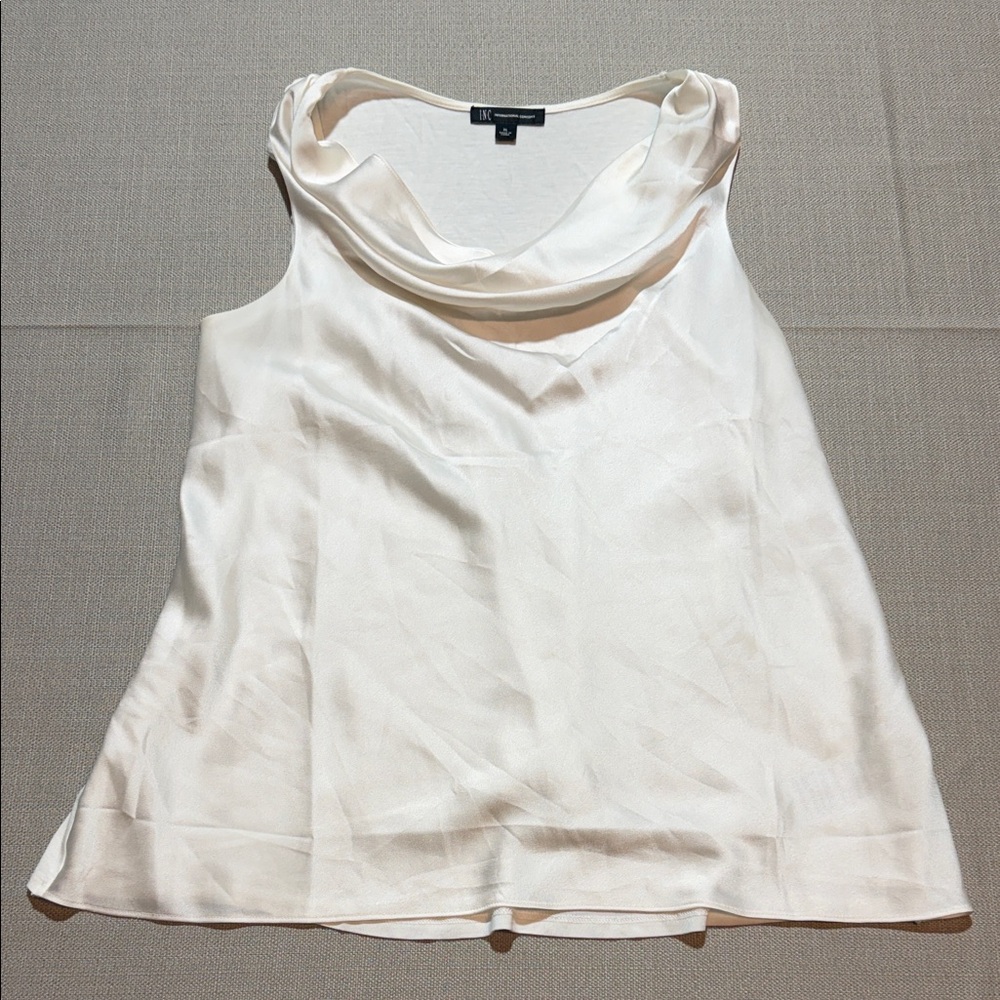 Women’s INC International Concepts Cream Satin Cowl Neck Camisole Size XL